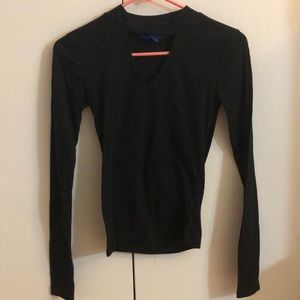 ribbed cut out long sleeve top